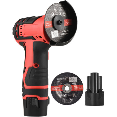 Kit de meuleuse d'angle sans fil 12 V : disque à rectifier 76 mm, 2 batteries lithium-ion 2,0 Ah, chargeur, boutons ergonomiques