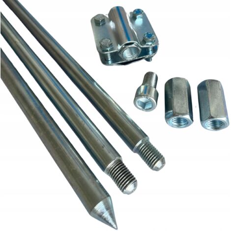 KIT DE MISE À LA TERRE PARAFOUDRE 4,5 M (3 x 1,5 m) M20 + CONNECTEUR ACIER GALVANISÉ + OUTIL DE FABRICATION