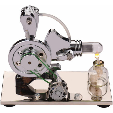 Kit de modèle de moteur de moteur Stirling à air chaud Générateur de puissance en forme d'écureuil en alliage d'aluminium avec lumière LED colorée Jouet éducatif Expérience scientifique de laboratoire