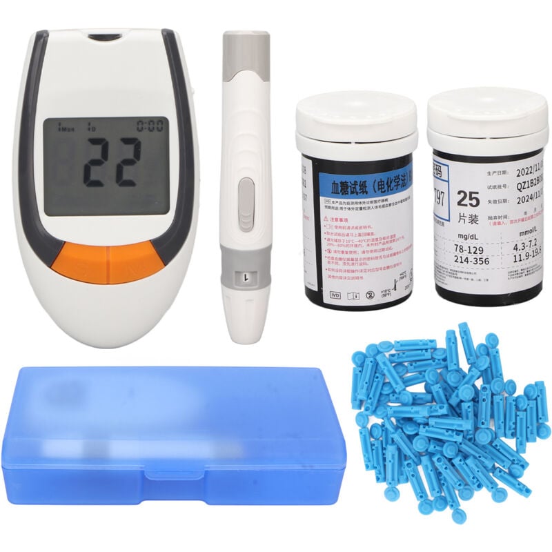 Jeffergarden - Jonlaki Kit de Test de Glucose Portable avec 50 Bandelettes et 50 Lancettes, Testeur de Glucose de Haute Précision pour les Voyages