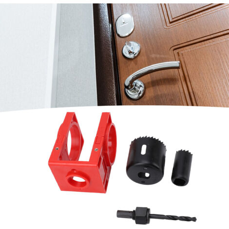 Kit de montaje de cerradura con plantilla guía – Juego de fresas de fibra de carbono para puertas de madera – Compatible con cerraduras y cilindros de embutir, Rojo