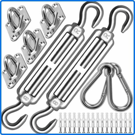Kit de montaje de toldo de alta resistencia M8, kit de montaje de toldo de acero inoxidable 304 para formas triangulares y cuadradas, kit de accesorios (M8)