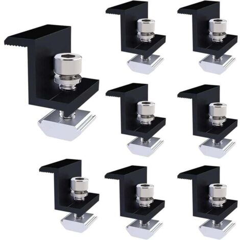 Kit de montaje para paneles solares de 8 piezas de 30 mm con soportes ajustables para autocaravanas y techos (negro)