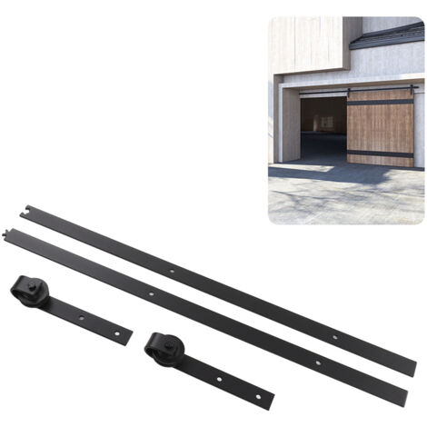 Kit de montaje para puertas correderas tipo granero, riel único para puertas de 1,8 m de ancho con rodillos silenciosos, diseño rústico clásico, fácil montaje.