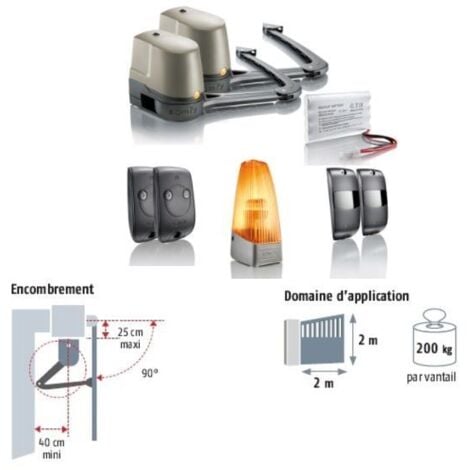 Kit de motorisation à bras EVOLVIA 400 RTS pour portail battant jusqu'à 2m - SOMFY - - 2401288.