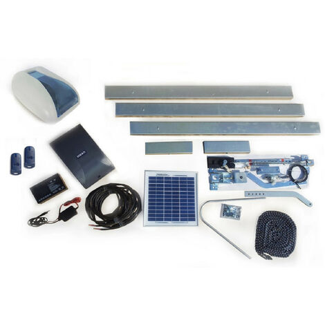 Kit de motorisation de portail solaire 10 cycles/jour – Temps de refermeture réglable 1-100s – Système de sécurité avec inversion sur obstacle – M-E