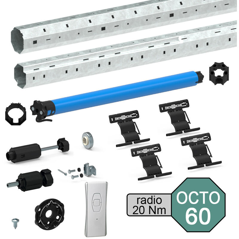 Kit de motorisation radio pour volet roulant 40 kg - tube octo ø 60 mm - 20 Nm