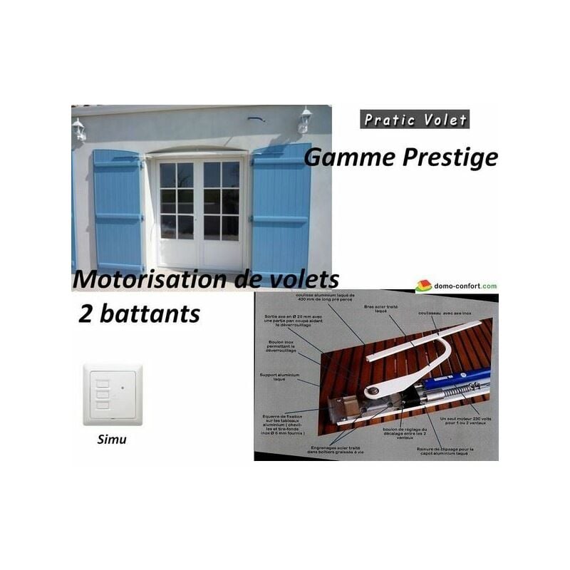 Kit de motorisation radio pour volets 2 battants prestige radio simu / Compatible rts yslo