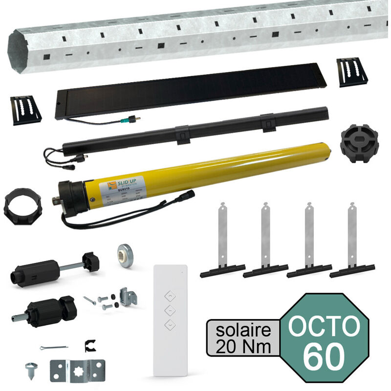Kit de motorisation radio solaire pour volet roulant 40 kg - tube OCTO Ø 60 mm - 20 Nm