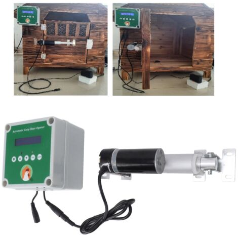 Kit de motorización automática para puertas de gallinero con actuador lineal, sensor de luz y control remoto [Kit de motorización automática] [Actuador lineal] [Sensor de luz + control remoto]