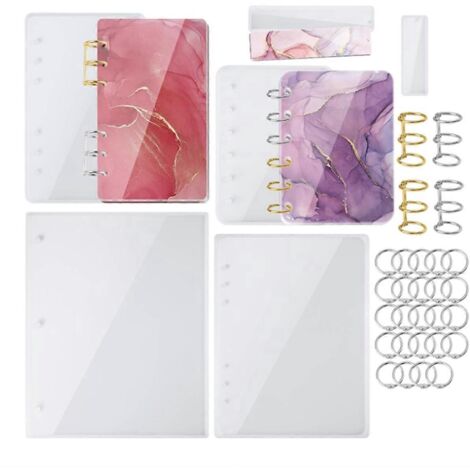 Kit de moules en résine époxy pour couvertures de cahiers grand format (A4, A5, A6, A7) avec anneaux de reliure.