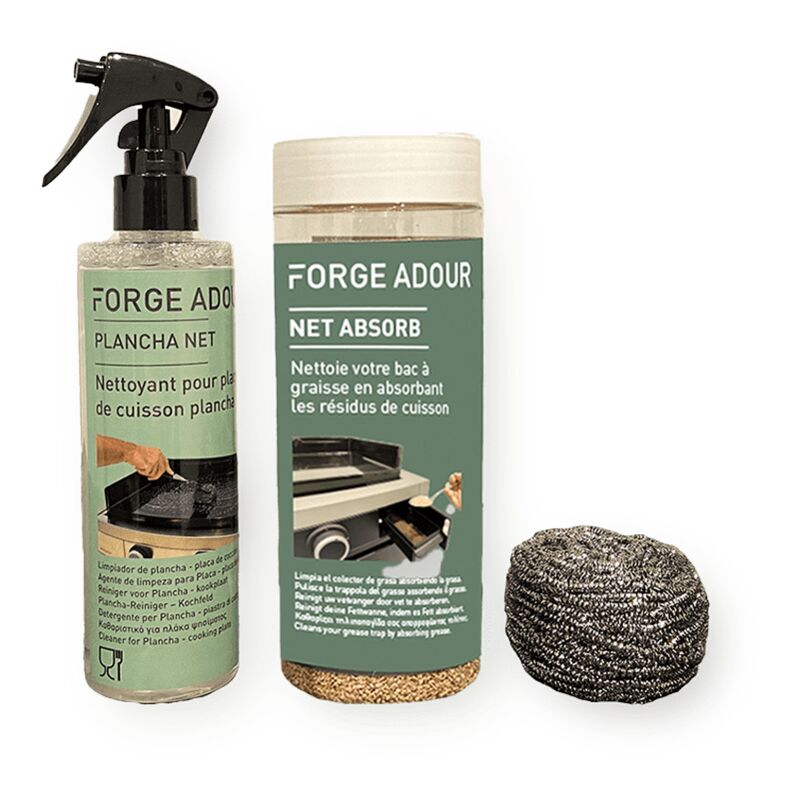 Kit de nettoyage - Boule inox/Produit plancha/Net absorb