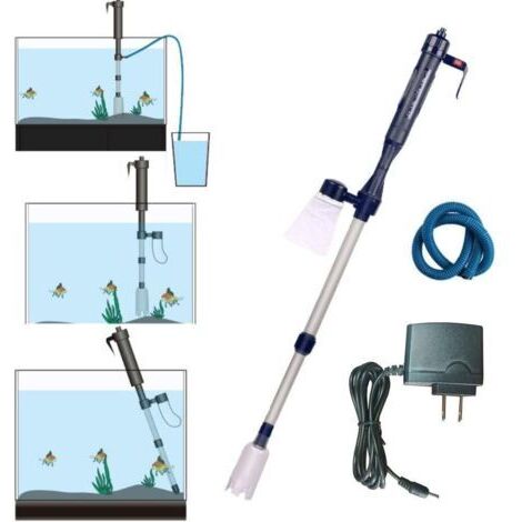 Kit de nettoyage automatique à batterie électrique pour aquarium Nettoyeur de gravier avec adaptateur