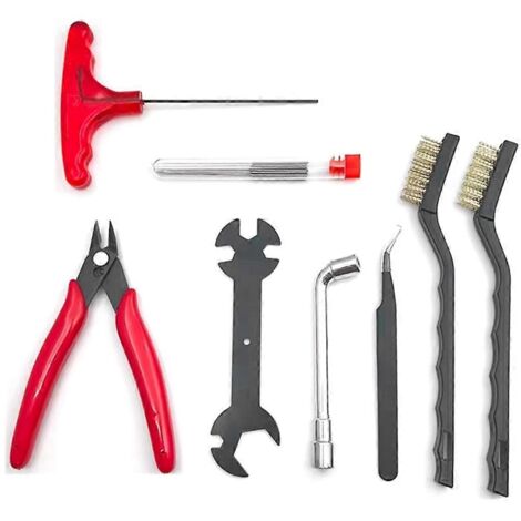 Kit de nettoyage de buses d'imprimante 3D avec brosse à aiguille rouge
