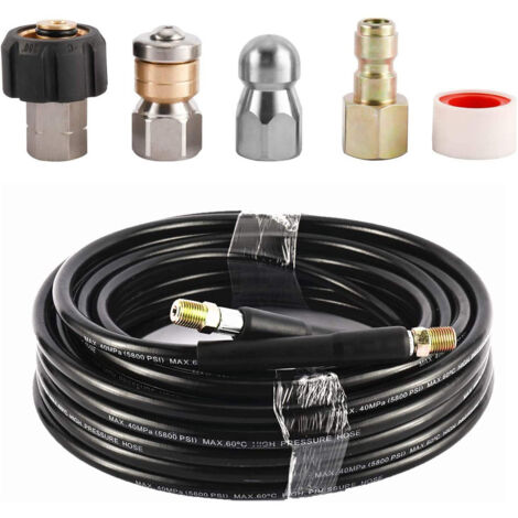 Kit de nettoyage de canalisations pour nettoyeur haute pression 1/4 15 m 5800 psi, buse