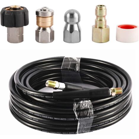 Kit de nettoyage de canalisations pour nettoyeur haute pression 1/4 15 m 5800 psi, buse