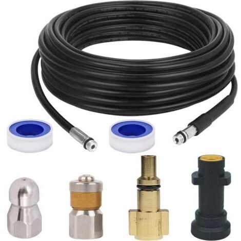 Kit de nettoyage de canalisations - Tuyau d'égout pour nettoyeurs haute pression Kärcher K2, K3, K4, K5, K6, K7 et Lavor - 15M - Tuyau d'égout Kit de nettoyage