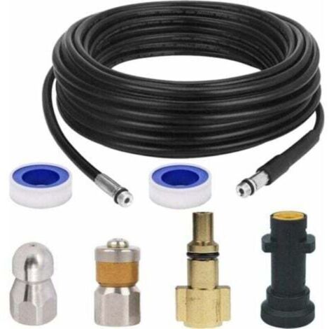 Kit de nettoyage de canalisations - Tuyau d'égout pour nettoyeurs haute pression Kärcher K2, K3, K4, K5, K6, K7 et Lavor - 15M - Tuyau d'égout Kit de nettoyage