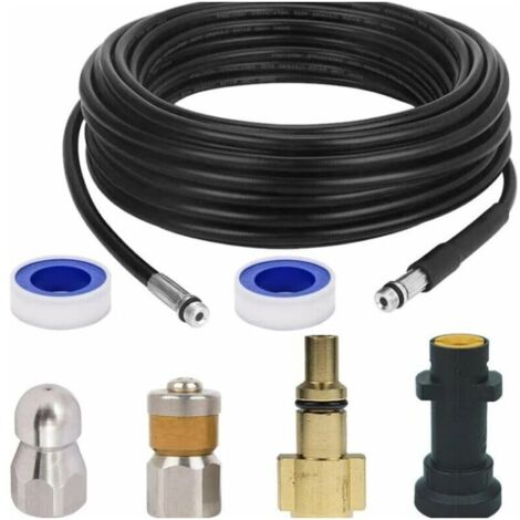 Kit de nettoyage de canalisations - Tuyau d'égout pour nettoyeurs haute pression Kärcher K2. K3. K4. K5. K6. K7 et Lavor - 15M - Tuyau d'égout Kit de nettoyage