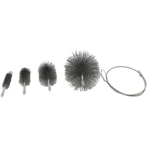 Kit de nettoyage de cheminée avec 4 brosses métalliques en acier, tige Flexible pour conduit de cheminée