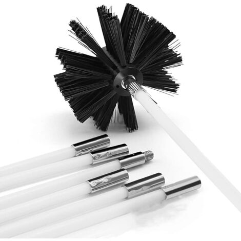 Kit de Nettoyage de Cheminée avec 6 Tiges en Nylon Souple, Brosse de Nettoyage de Conduit et Tuyau (Noir)