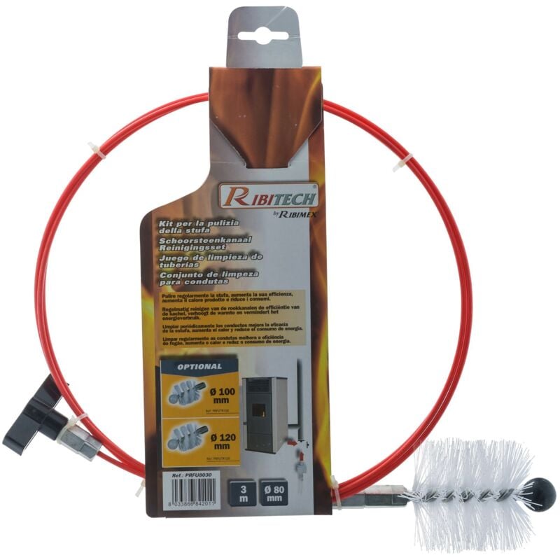 Ribiland - Kit de ramonage pour poêle à granulés Câble 3 mètres