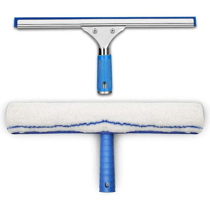 Ersandy - Kit de nettoyage de fenêtre, raclette à vitre et microfibre chiffon, raclette douche avec lèvre en caoutchouc, outil de nettoyage de