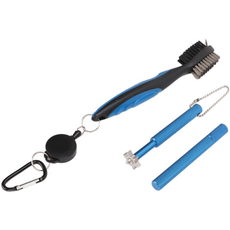 Kit de Nettoyage de Golf avec Brosse Télescopique et Nettoyeur de Rainures, en Acier et Plastique Résistant, Couleur Bleu Marine
