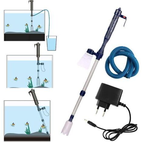 Kit de nettoyage de gravier d'aquarium à batterie électrique automatique Filtre à vide Système de lavage de sable frais à siphon avec laveur de sable frais adapté avec adaptateur
