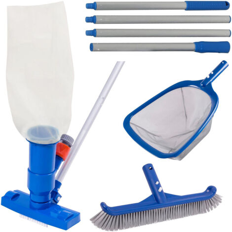 Kit de nettoyage de piscine de luxe avec aspirateur de piscine à jet spa, brosse de piscine, épuisette semi-profonde et perche réglable de 146 cm, idéal pour le nettoyage des piscines hors sol et gonf