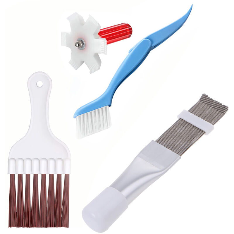 Kit De Nettoyage De Radiateur De Climatiseur De Condenseur De Refrigerateur, 1 Brosse + 1 Peigne a Ailettes En Plastique Blanc + 1 Peigne a Ailettes