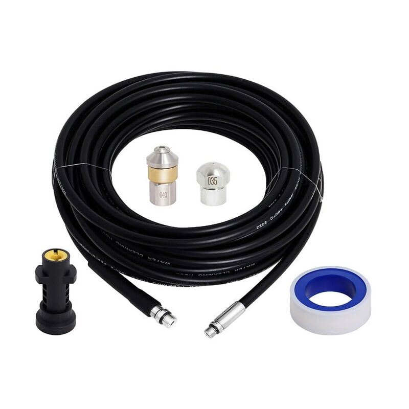 Treetalk - Kit de nettoyage de tuyau d'évacuation pour nettoyeur haute pression avec adaptateur, déboucheur de tube flexible, buse rotative pour