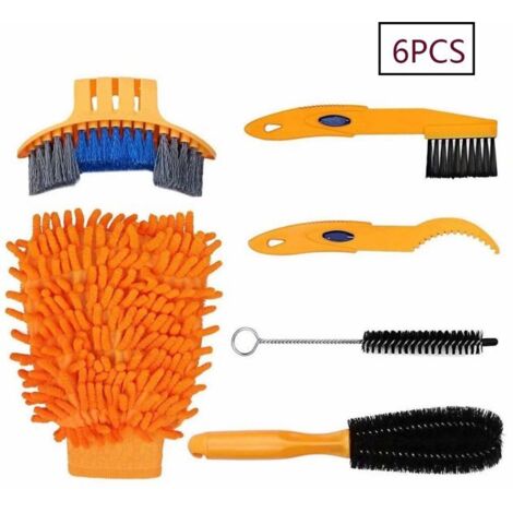 Kit De Nettoyage De Vélo (6 Pièces) : Brosses Pour Chaîne, Pneus, Pignons, Coins Et Taches. Convient Aux Vtt, Vélos De Route, Vélos De Ville, Vélos Pliants, Etc.