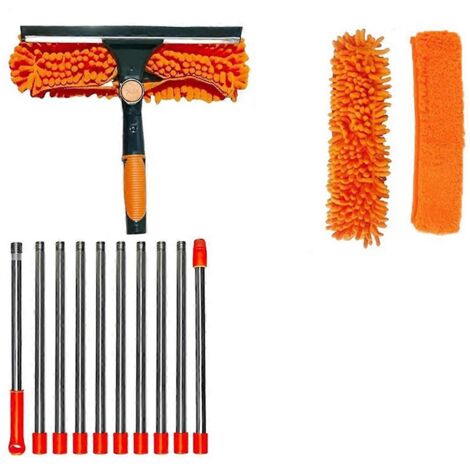 Kit de nettoyage de vitres étendu 2 en 1 : balai de nettoyage double face pour vitres