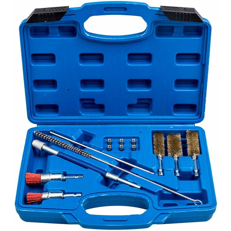 Kit de Nettoyage d'injecteur, siège d'injecteur de 14 pièces et kit de Nettoyage de Conduit Outil de buse d'injection avec Fil d'acier pour injecteur