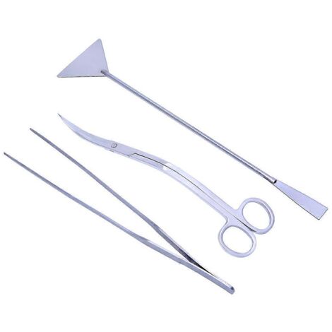 Kit de nettoyage en acier inoxydable pour aquarium (3 outils : pince à épiler, ciseaux, spatule).