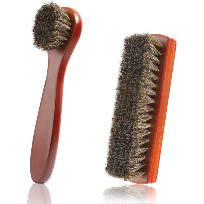 Kit de Nettoyage pour Chaussures et Cuir - 2 Pièces Brosse à Chaussure et Brosse de Nettoyage - Pour Entretien Cuir et Voiture