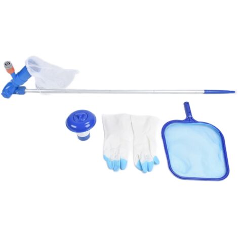 Kit de Nettoyage pour Piscine Facile à Assembler avec Tête d'Aspirateur et Épuisette