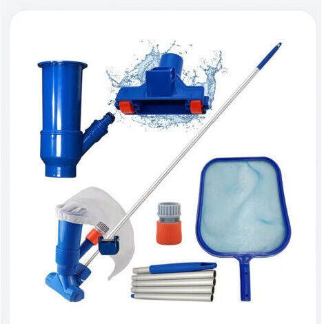 Kit de nettoyage pour piscine hors sol avec sac, perche de 1,5 m, épuisette, râteau et tête d'aspirateur