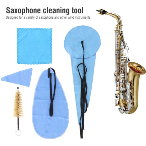 Kit de Nettoyage Saxophone 5 Pièces, Brosses et Lingettes pour Embouchure et Corps
