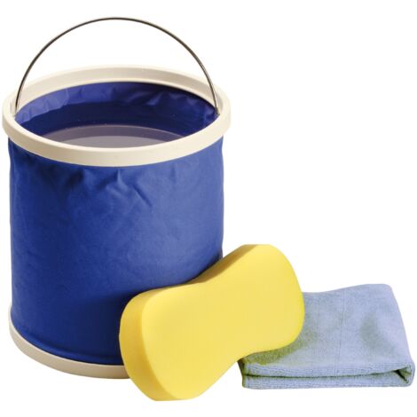 Kit de nettoyage - seau pliable eponge et chiffon