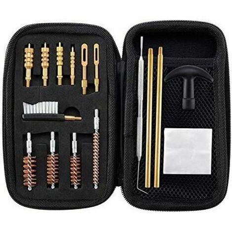 Kit de Nettoyage Universel pour Pistolet .22.357.38,9mm.45 Calibre pour Fusil Brosse  alsage en Bronze et Adaptateur Jag en Laiton