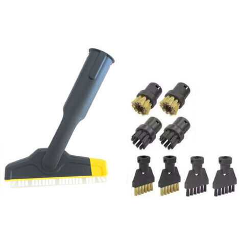 Kit de nettoyage vapeur 9 pièces, 1 grande brosse à joints, compatible avec Kärcher SC1/SC2/SC3/SC4/SC5 (2.863-334.0) – Accessoire pour nettoyeur vapeur avec embout flexible pour carrelage et tête de