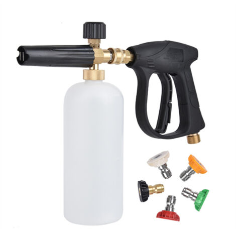Kit de nettoyeur haute pression Pistolet de nettoyage haute pression Pistolet à mousse portatif pour lave-auto Pistolet à jet de lavage de voiture Pulvérisateur de lavage domestique avec 5 buses de p