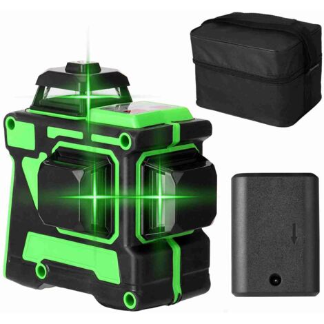 Kit de niveau laser 3D à 12 lignes, comprenant un niveau, un chargeur et une mallette de transport, 1 batterie.