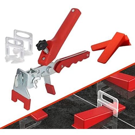 Kit de Nivellement pour Carrelage avec 1 Pince, 400 Clips(2 mm), 100 pièces Cales réutilisables Ensemble,Système de nivellement pour carrelage de Carreaux épaisseur3-12 mm (2 mm)