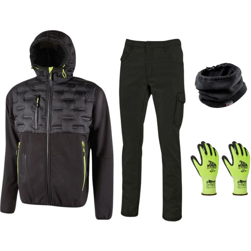 Kit taille xl jam Pantalon spock Veste Cache-Cou Gants 9/L Noir Carbone - U-power