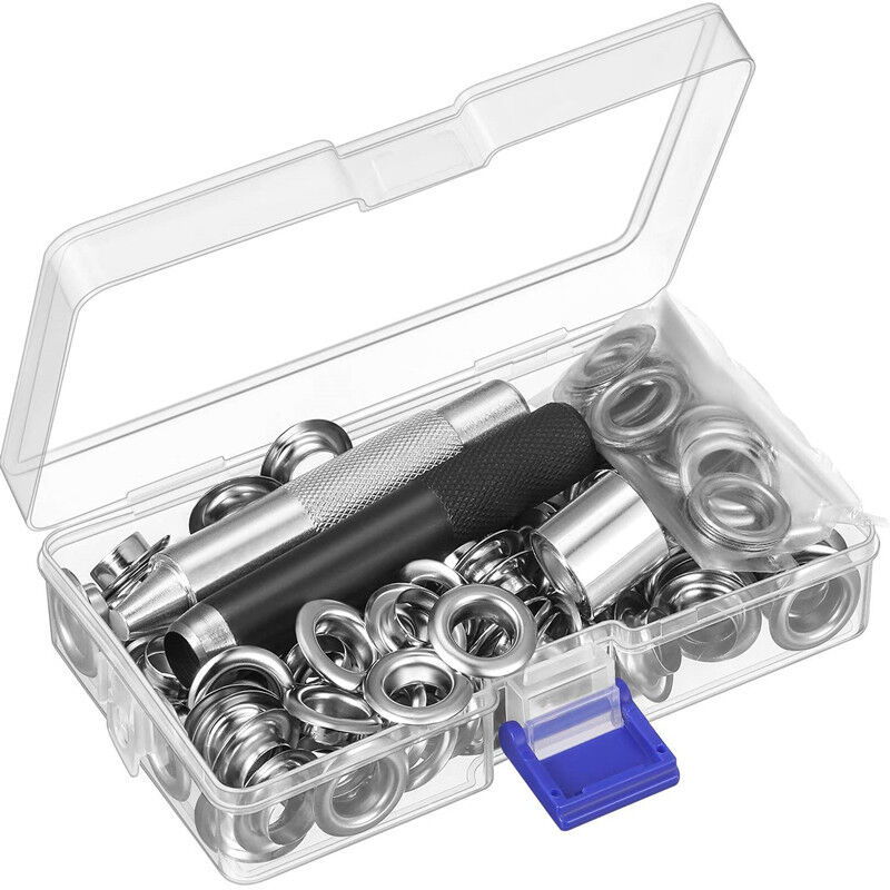 Kit de Outils 100 Pièces, Kit de Oeillets 12mm 2 Couleurs avec Outil de Réglage d'œillets pour Rideaux en Tissu de Bâche Étiquettes Réparation avec