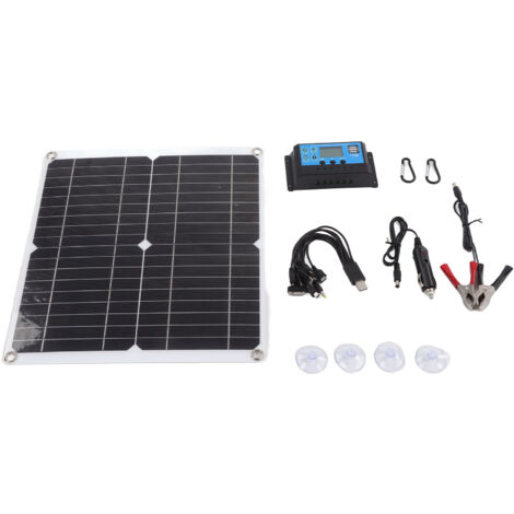 Kit de Panel Solar 20W 12V Monocristalino IP65 Panel Solar Impermeable DIY con Controlador de Carga Solar 10A para Exteriores