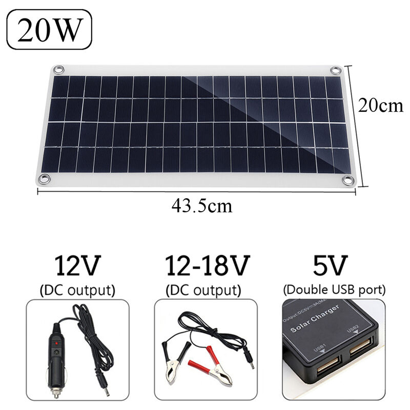 

Kit de panel solar de 10W Cargador USB doble 5V / 12-18V Camping - Mohoo